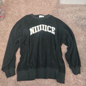 Aerie The Chill Cozy Crew Oversized Green Terry Pullover Sweatshirt Small